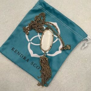 Kendra Scott Rayne gold long pendant necklace in ivory